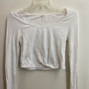 white, knotted front crop top